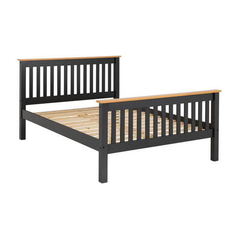 Monaco 4FT6 Bed High Foot End - Twelve Grey/Oak Effect